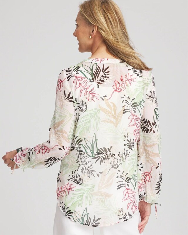 Drawstring Crinkle Chiffon Blouse - image 3
